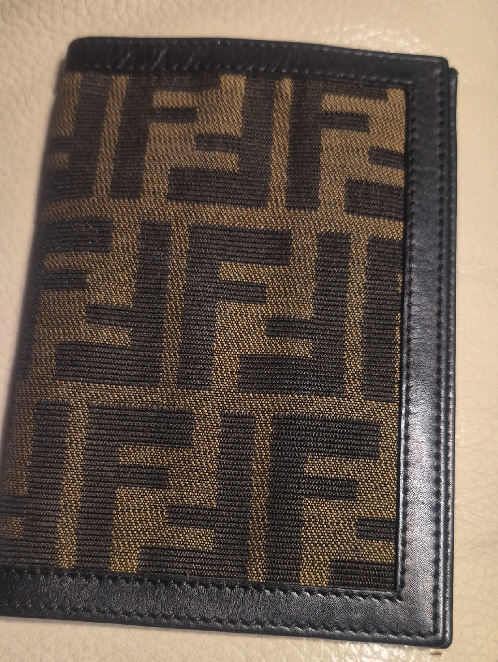 Fendi Brown and Black FF Monogram Wallet Passport Cover